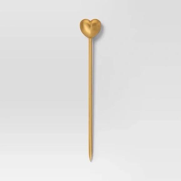 Threshold NWT Open Box Gold Heart Cocktail Picks 4 Piece Valentine's Day - Picture 3 of 7